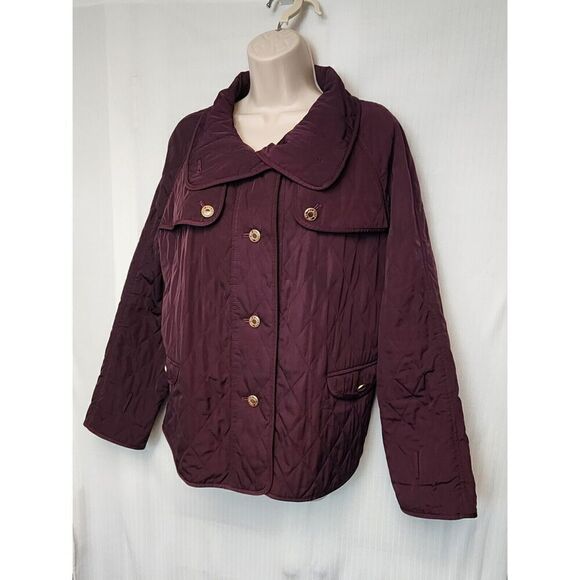 TALBOTS Women' Medium Barn Quilted Jacket Lightweight Zip Buttons Equestrian - Picture 5 of 7